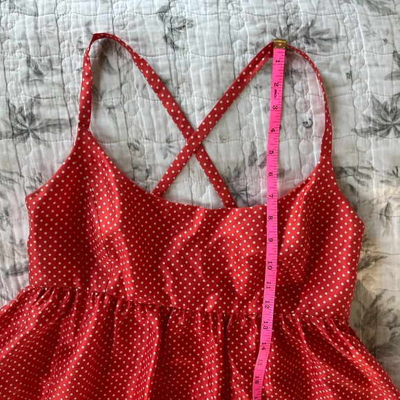 J Crew Silk orange-white polka dots Babydoll Ballerina Dress - Picture 9 of 9